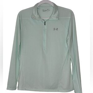 Under Armour Women’s Athletic Pullover 1/4‎ Zip Top Medium Light Green Gray Logo